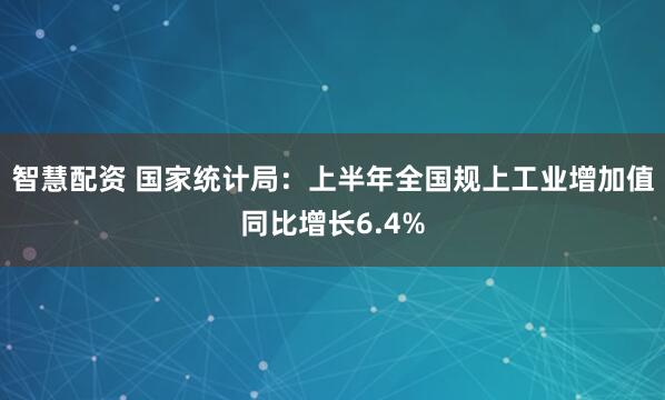 智慧配资 国家统计局：上半年全国规上工业增加值同比增长6.4%